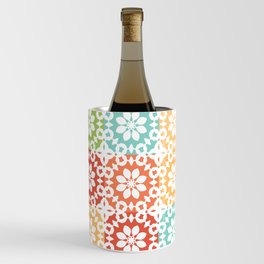 Abstract Geometric Flower Pattern Artwork 02 Multicolor 07 Sunny Wine Chiller