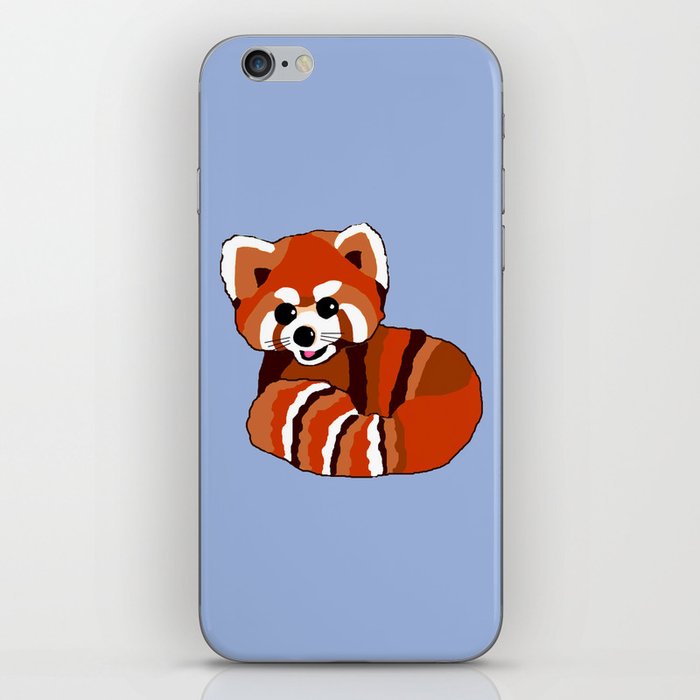 Red panda on sky blue iPhone Skin