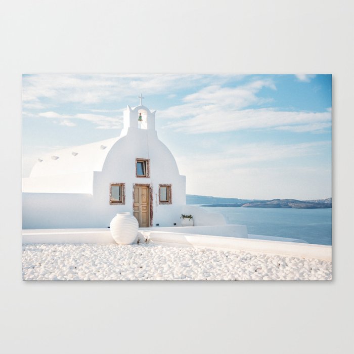 White Church in Santorini Canvas Print