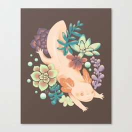 Axolotl & Succulents Canvas Print