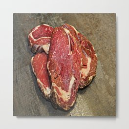 Beef Steak  Metal Print | Steak, Ribeye, Food, Carnivores, Blood, Carnivorous, Bonemarrow, Photo, Gift, Red 