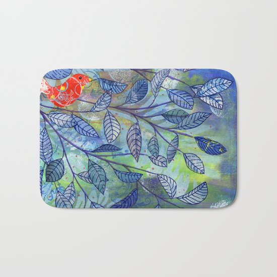 red and blue Bath Mat