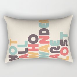 Not All Who Wander Are Lost Typography - Retro Rainbow Rectangular Pillow