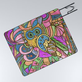 Colorful Pastel Owl Collage Picnic Blanket