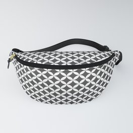 Dark Grey and White Overlapping Circles Pattern Fanny Pack