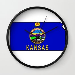 Kansas Map with Kansas State Flag Wall Clock