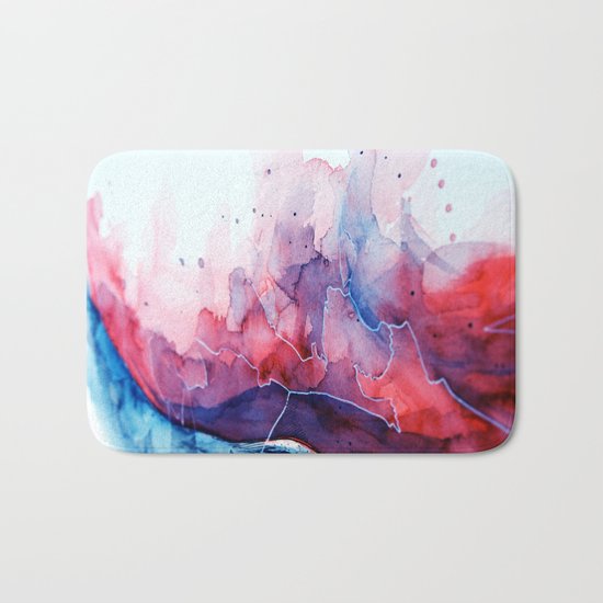 Watercolor magenta & cyan, abstract texture Bath Mat