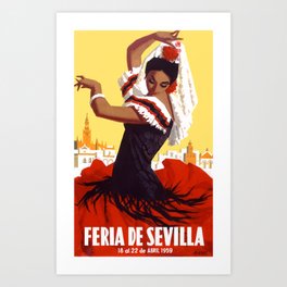 Spain 1959 Seville April Fair Travel Poster Art Print
