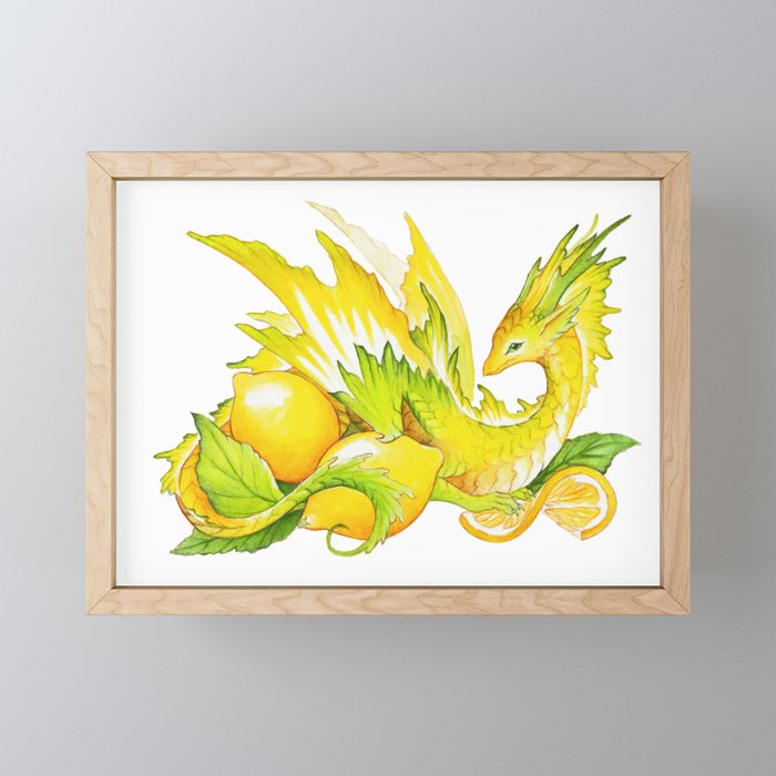 Lemon dragon Framed Mini Art Print