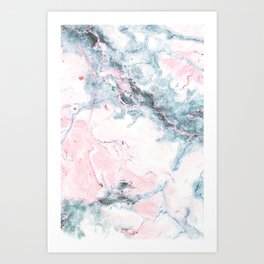 Blue and Pink Marble Art Print