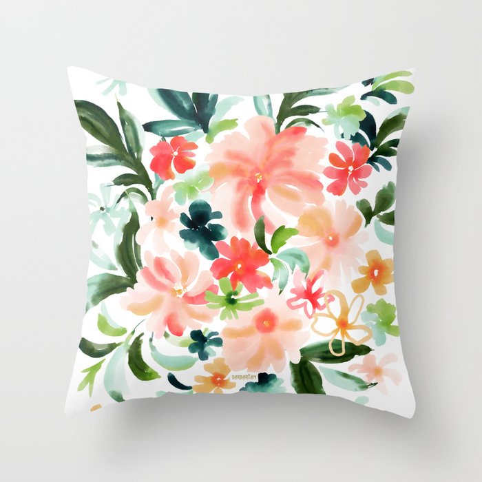 SMELLS LIKE OAHU Floral Throw Pillow
