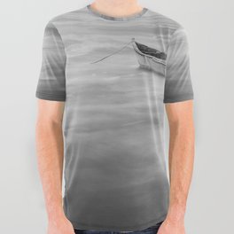 Boats on high; rowboats in the clouds surrealist black and white photograph - photography - photographs All Over Graphic Tee