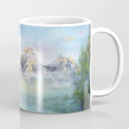 Morning in mountains. mountain landscape Coffee Mug | River, Trip, Meditation, Life, Sky, Painting, Mistmountains, Forest, Landscape, Climbers 