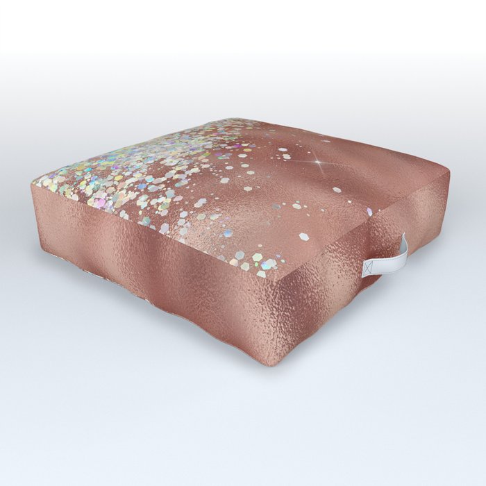 Burgundy Holographic Glitter Pretty Luxe Sparkling Outdoor Floor Cushion