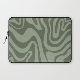 60s Retro Liquid Swirl in Olivine + Reseda Sage Green Laptop Sleeve