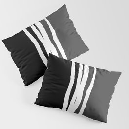 Abstract Line Art Black White Charcoal Gray Grey Pillow Sham