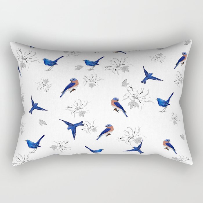 New,Mountain bluebird,floral pattern Rectangular Pillow