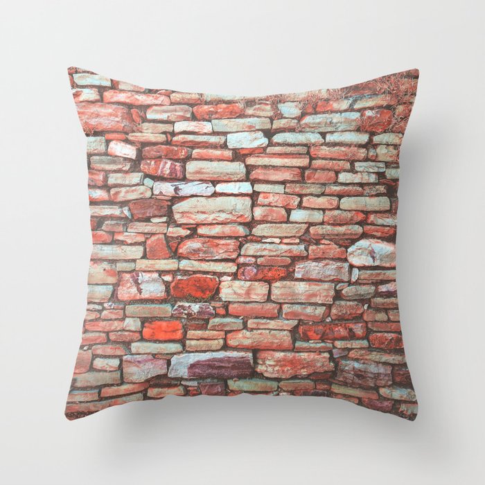 Brick Wall (Color) Throw Pillow