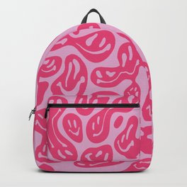 Hot Pink Dripping Smiley Backpack | Smile, Dripsmileyface, Smiley, Aesthetic, Indie, Cheap, Happy, Hotpink, Drip, Smileyface 