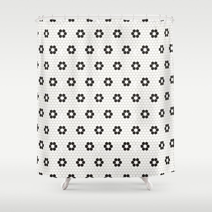 Tiles of Penang - Black and white Shower Curtain