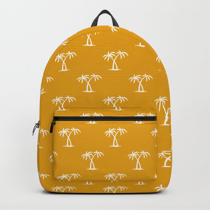 Mustard And White Palm Trees Pattern Backpack