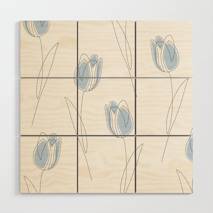 Blue Tulip Wood Wall Art
