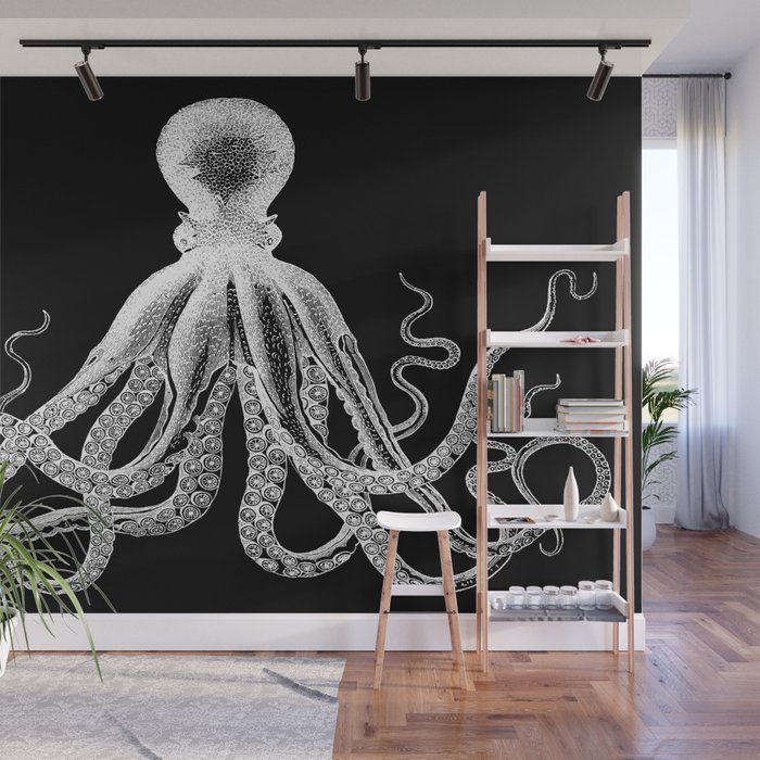 Octopus | Vintage Octopus | Tentacles | Black and White | Wall Mural