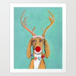 George the Holiday Hound Art Print