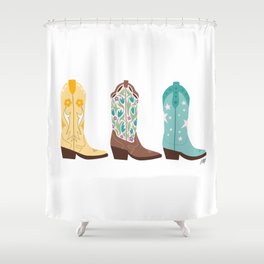 Cowboy Boots Illustration (Bright Palette) Shower Curtain