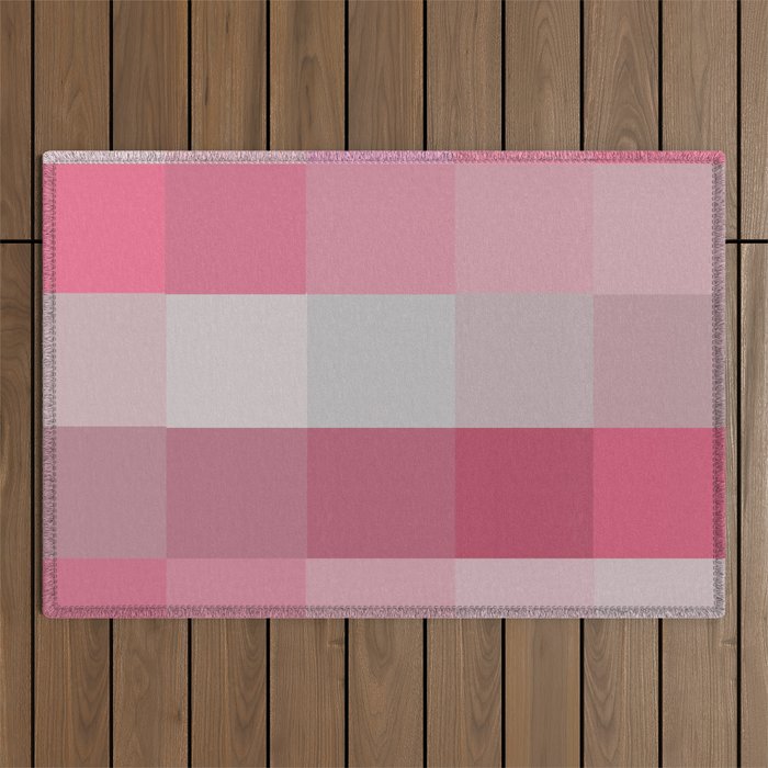Pixels: Pinks & Grey Outdoor Rug
