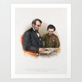 Abraham Lincoln and His Son Tad Lithograph Art Print