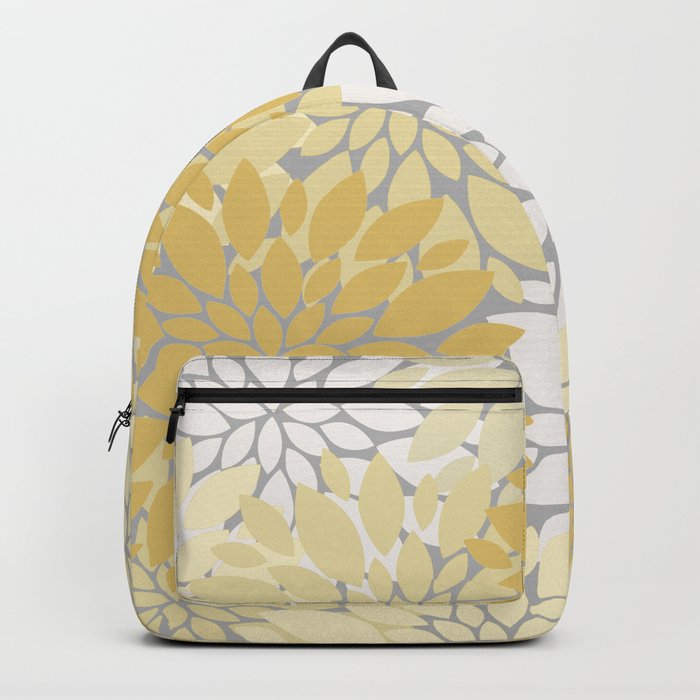 Abstract Vintage Yellow And Gray Botanical Big Flowers Garden Backpack
