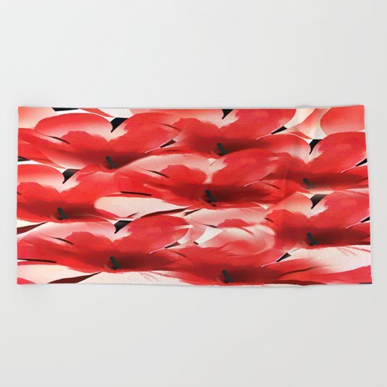 Red Poppies - Painterly Beach Towel