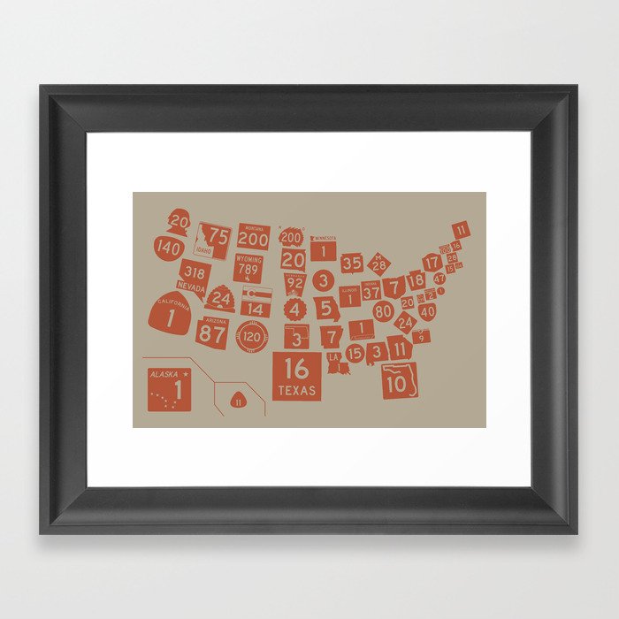 United State Highways of America - Rust Framed Art Print