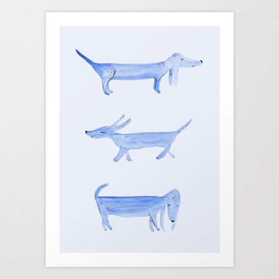 The Blue Dachshund Art Print