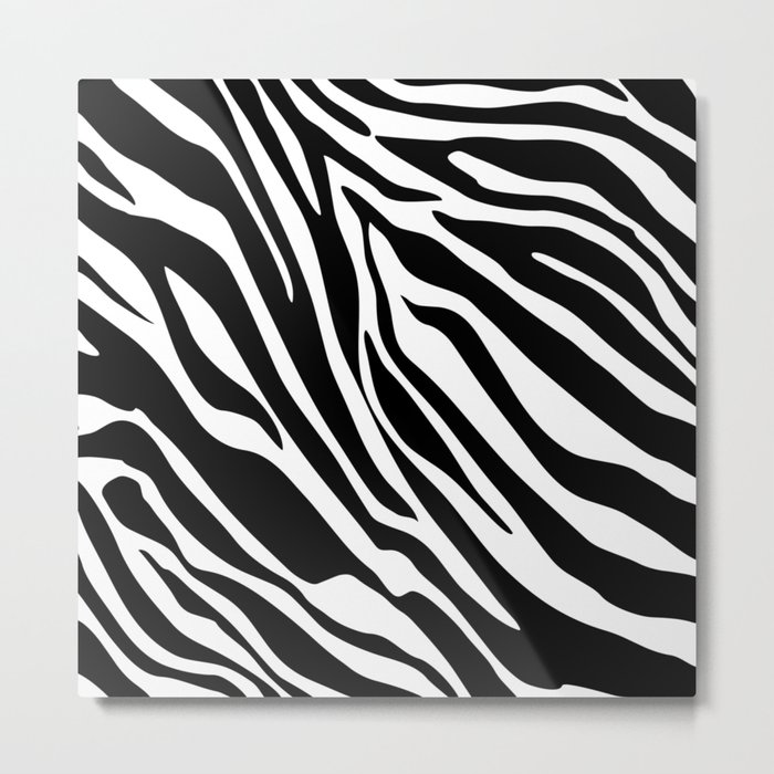 Mid Century Modern Zebra Print Pattern - Black and White Metal Print