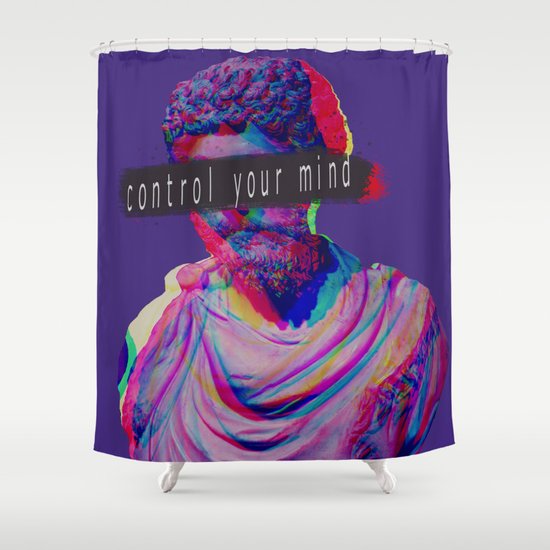 Control Your Mind Vaporwave Statue Marcus Aurelius Shower Curtain