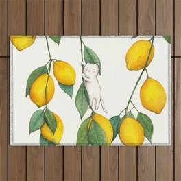 Cat and Lemons Outdoor Rug