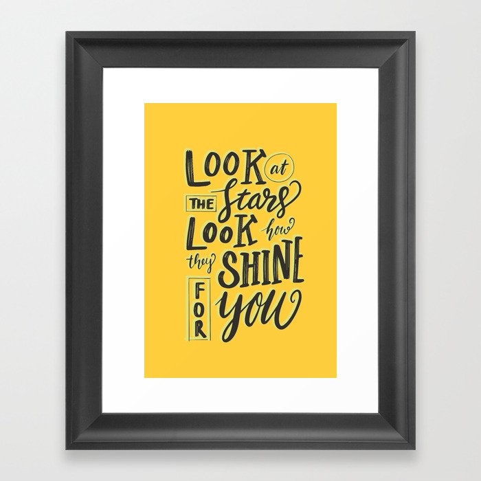 Look at the stars - Yellow Framed Art Print