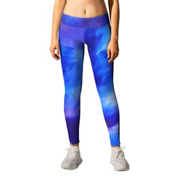 A New Start Leggings | Blue, Painting, Pattern, Acrylic, Storm, Purple, Clouds, Sky, White, Ocean 