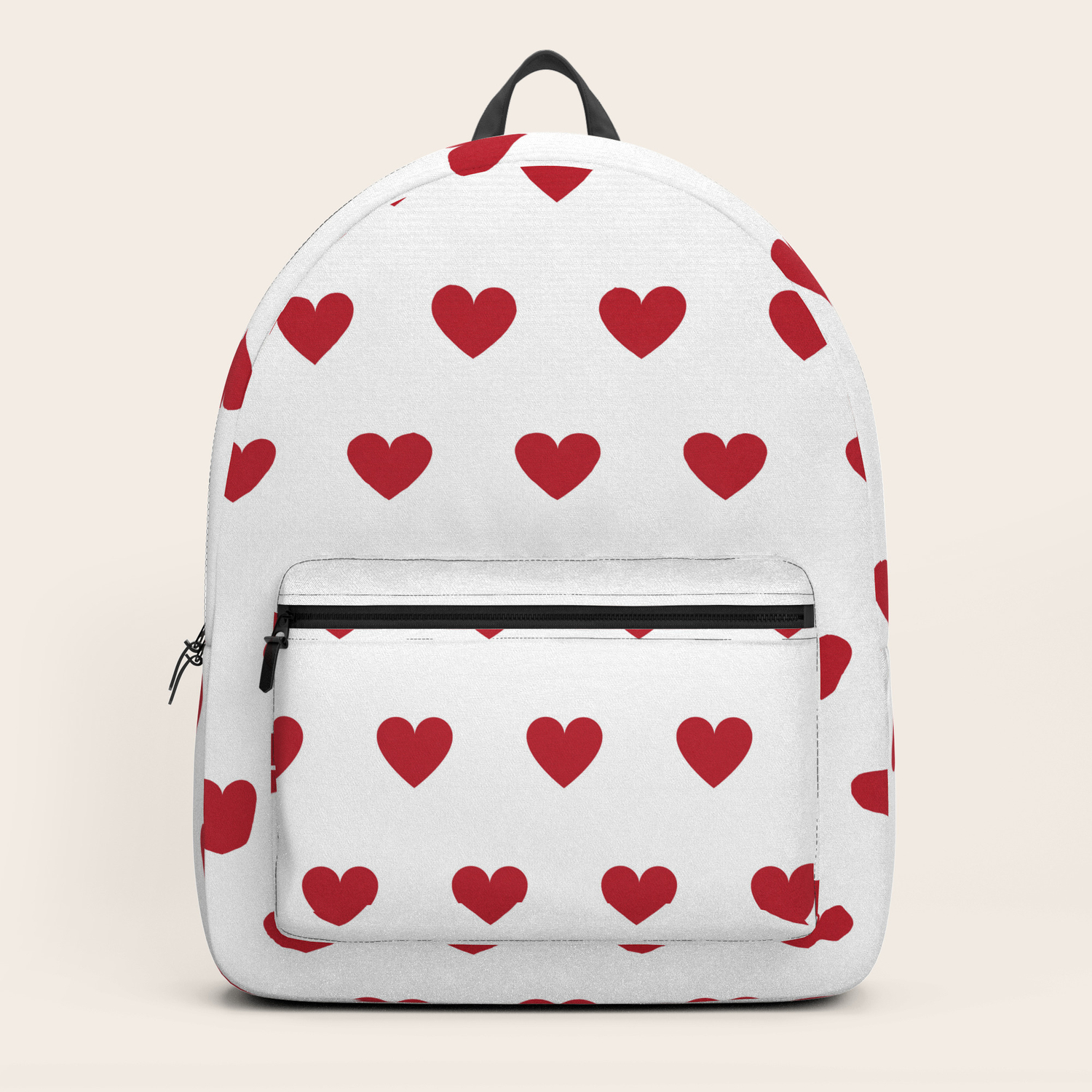 red polka dot backpack