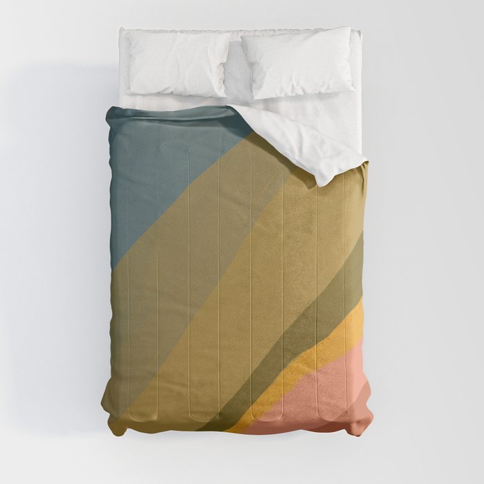 Waves In Color Shades | Abstract Shape Design In Fall Tones Comforter