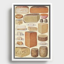 Vintage Collage of Household Cheeses, Beeton, 1923 Framed Canvas