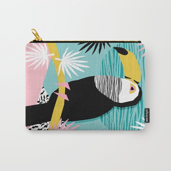 Loopy - wacka designs abstract bird toucan tropical memphis throwback retro neon 1980s style pop art Carry-All Pouch