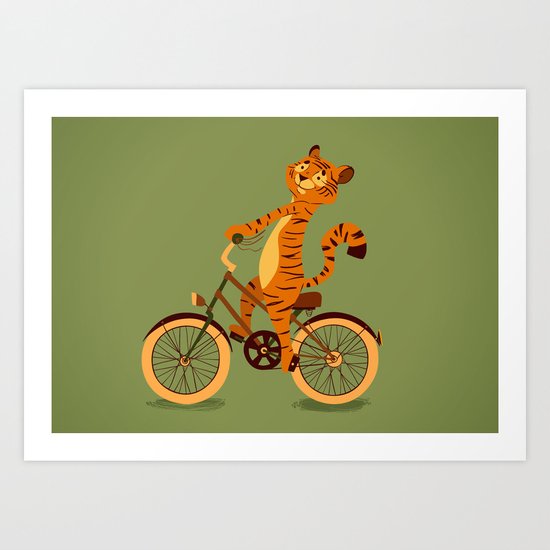Tiger on the bike Art Print