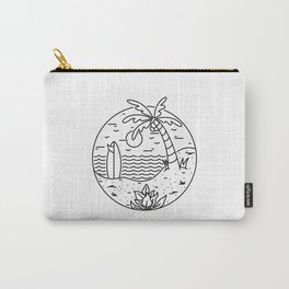 Surf and Beach Carry-All Pouch | Graphicdesign, Coconut, Sun, Outside, Line, Monoline, Sport, Outdoor, Surfer, Nature 