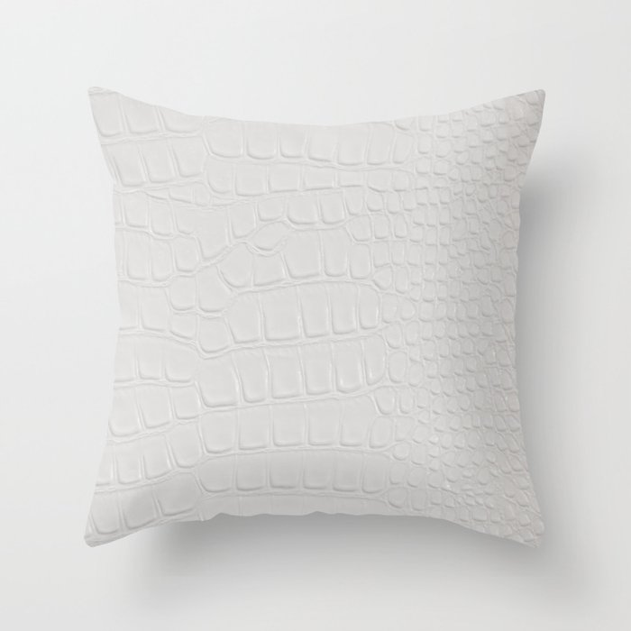 White Crocodile Leather Throw Pillow by karolinapaz Society6