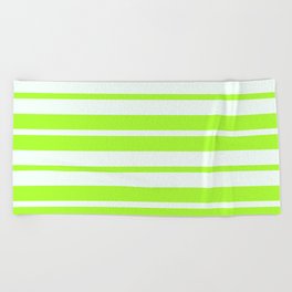 [ Thumbnail: Light Green and Mint Cream Colored Stripes Pattern Beach Towel ]