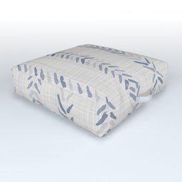 French blue ecru linen grain sack Outdoor Floor Cushion