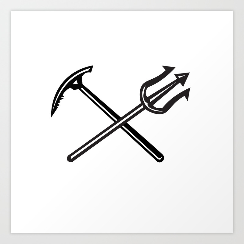 Crossed Mountain Ice Axe And Trident Icon Art Print By Patrimonio Society6